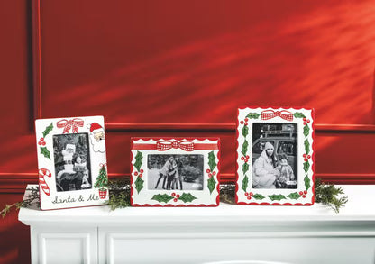 Large Hand Painted Holly Christmas Photo Frame