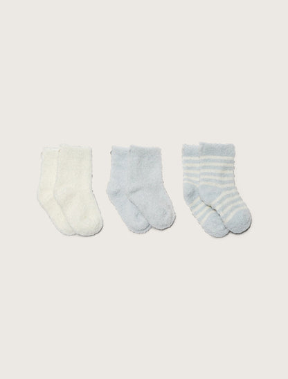 Barefoot Dreams CozyChic Lite® Infant Sock Set: Blue/Pearl