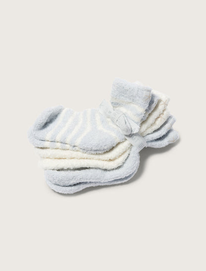 Barefoot Dreams CozyChic Lite® Infant Sock Set: Blue/Pearl