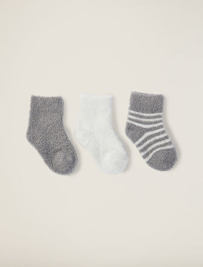 Barefoot Dreams CozyChic Lite® Infant Sock Set: Pewter/Pearl