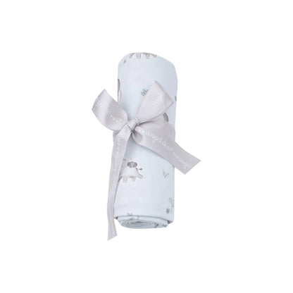 Grey Elephants (Blue) Swaddle Blanket