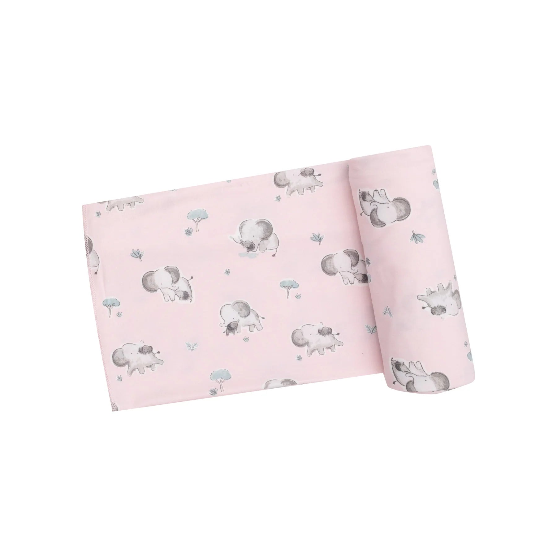 Grey Elephants (Pink) Swaddle Blanket