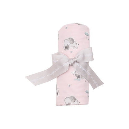 Grey Elephants (Pink) Swaddle Blanket