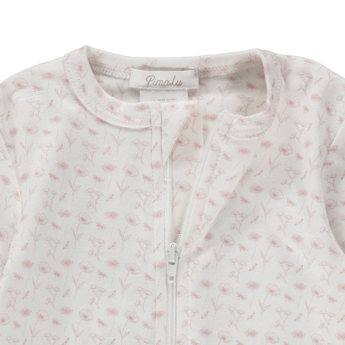 Pimalu Zipper Footie: Hand Drawn Flowers