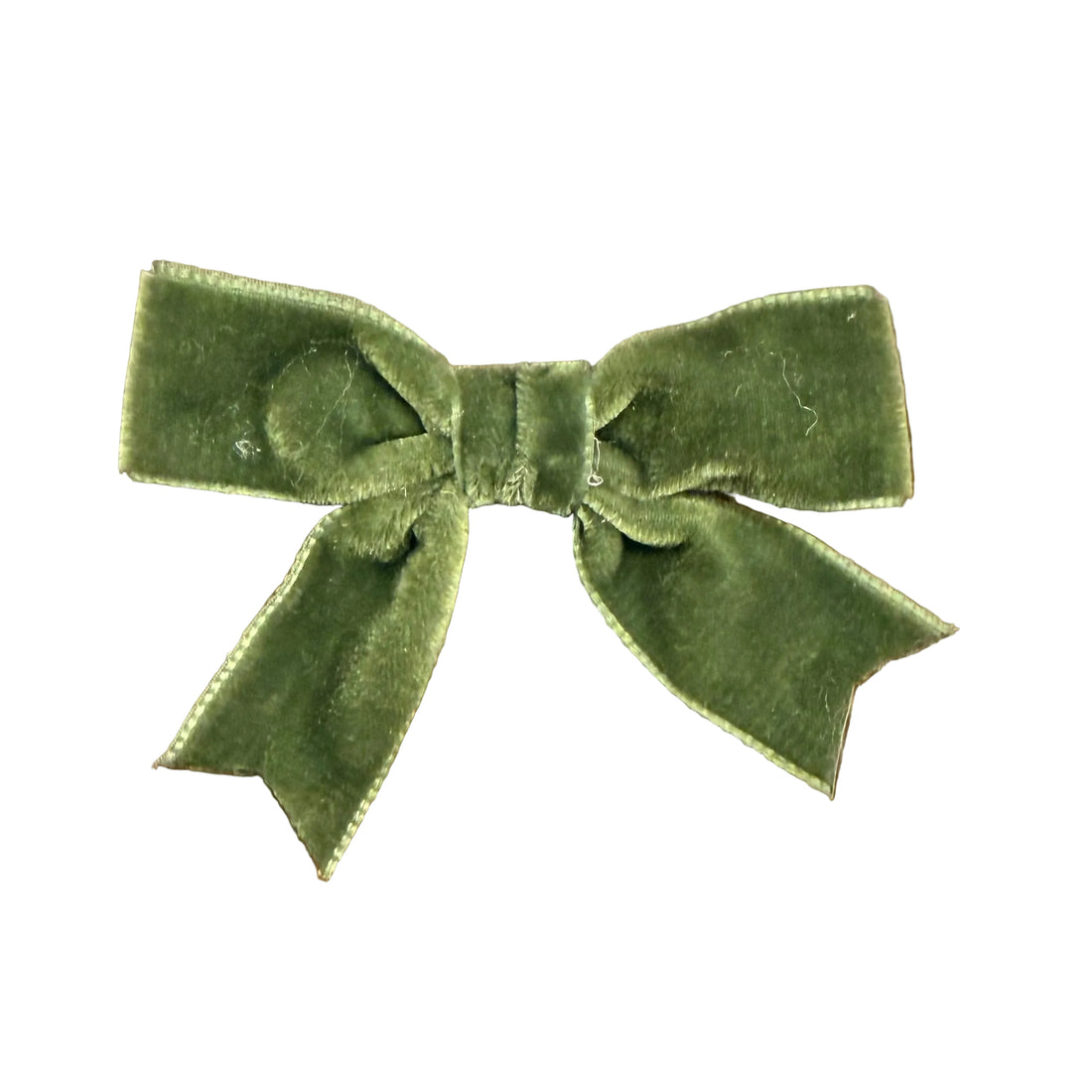 Mini Velvet Two-Loop Bow with Fancy Cut Tail: Moss Green