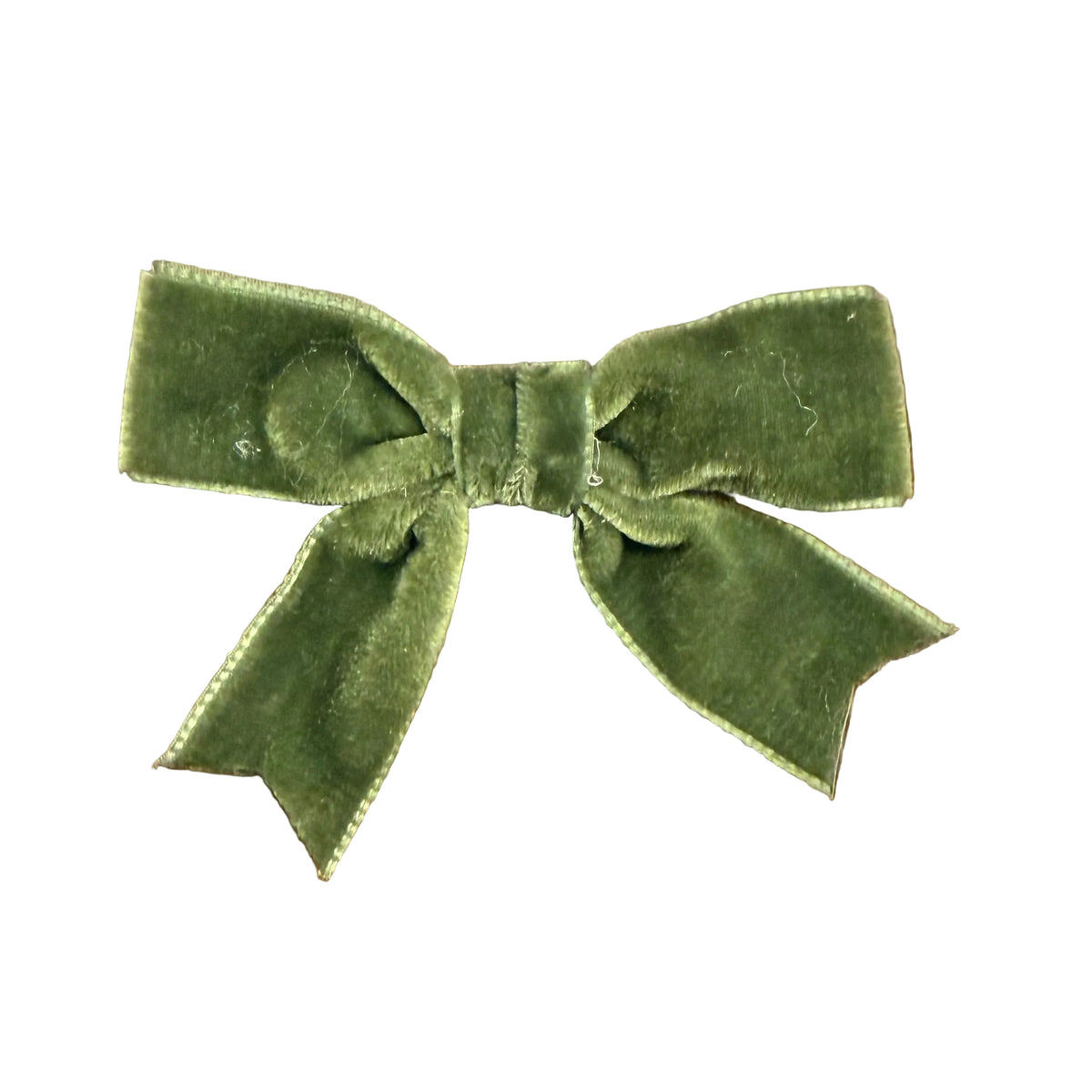 Mini Velvet Two-Loop Bow with Fancy Cut Tail: Moss Green