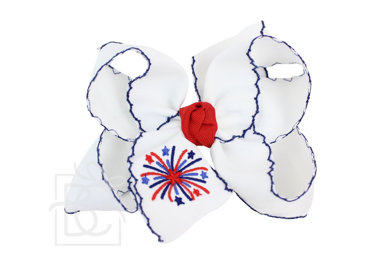 Patriotic Embroidered Crochet Edge Bow