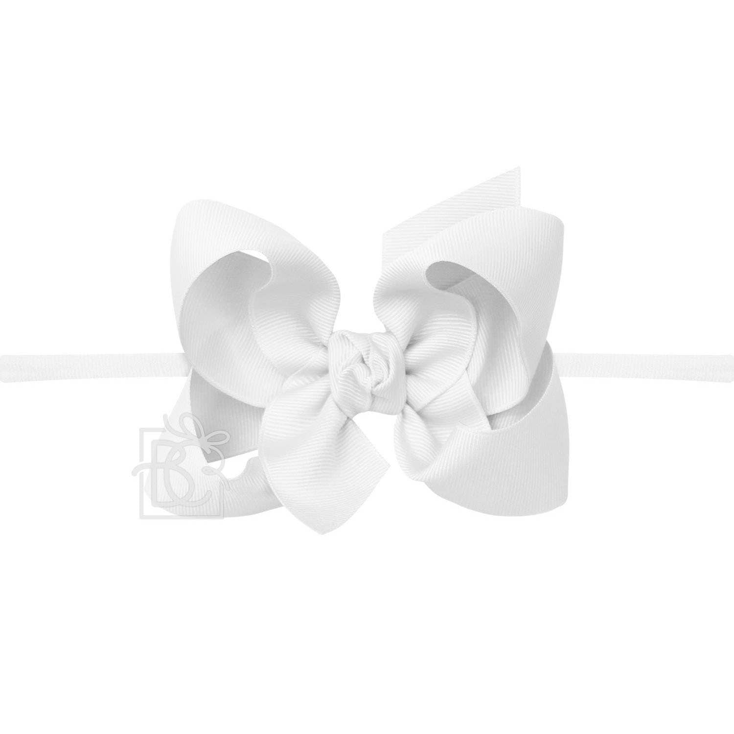 4.5&quot; Infant Headband Hairbow: White