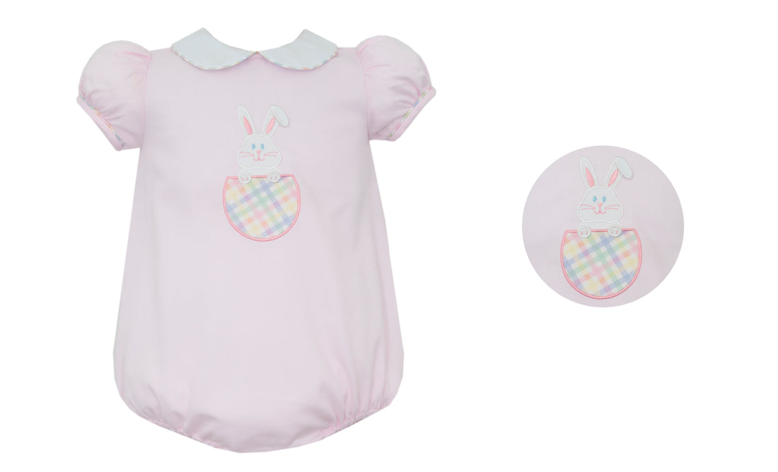 Pink Pique Bunny Pocket Girl Bubble