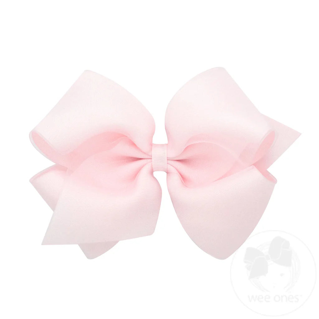 Organza and Grosgrain Overlay Hair Bow: Powder Pink