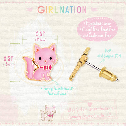 Pink Kitty Cutie Stud Earrings