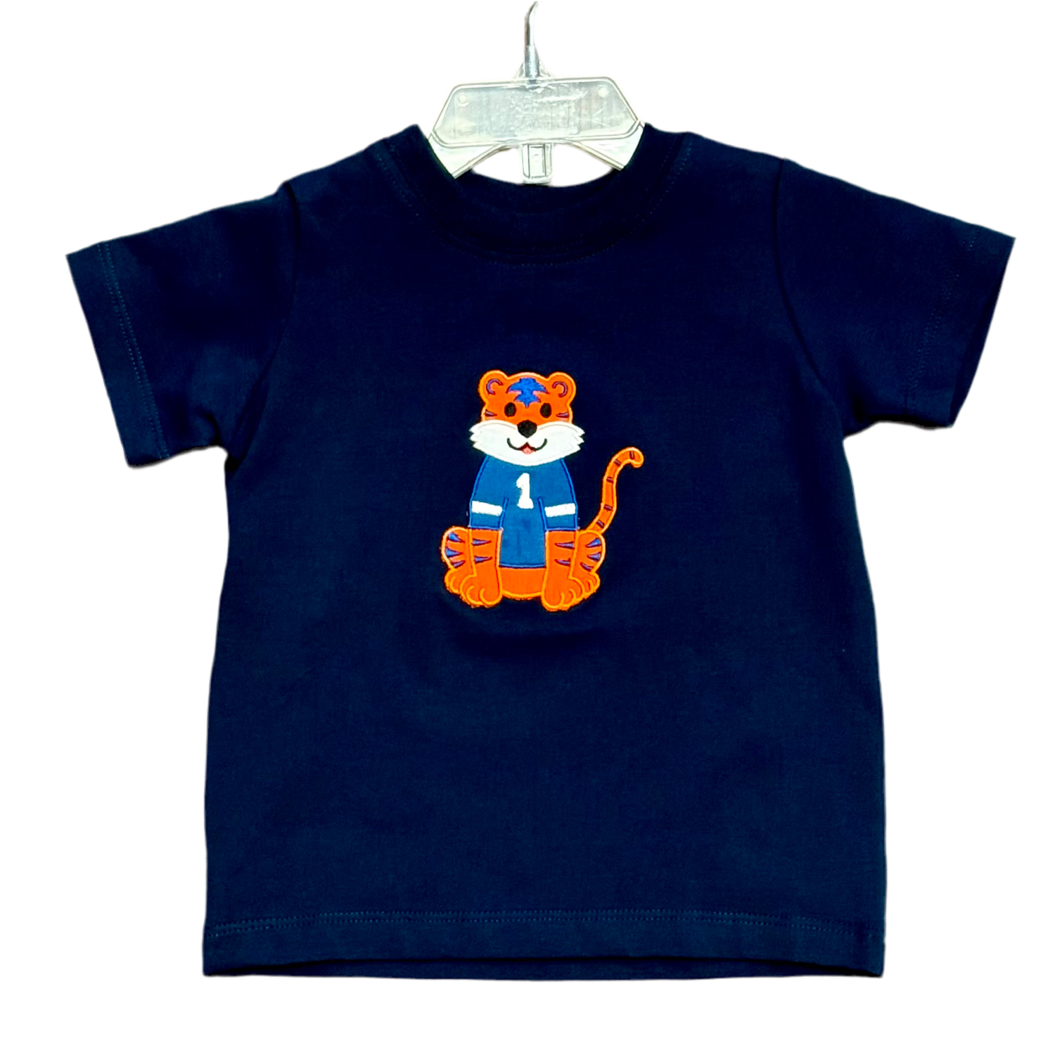 Tiger Applique T-Shirt: Orange/Navy