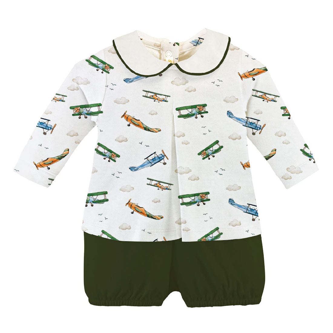 Airplane Printed LS Boy Bloomer Set