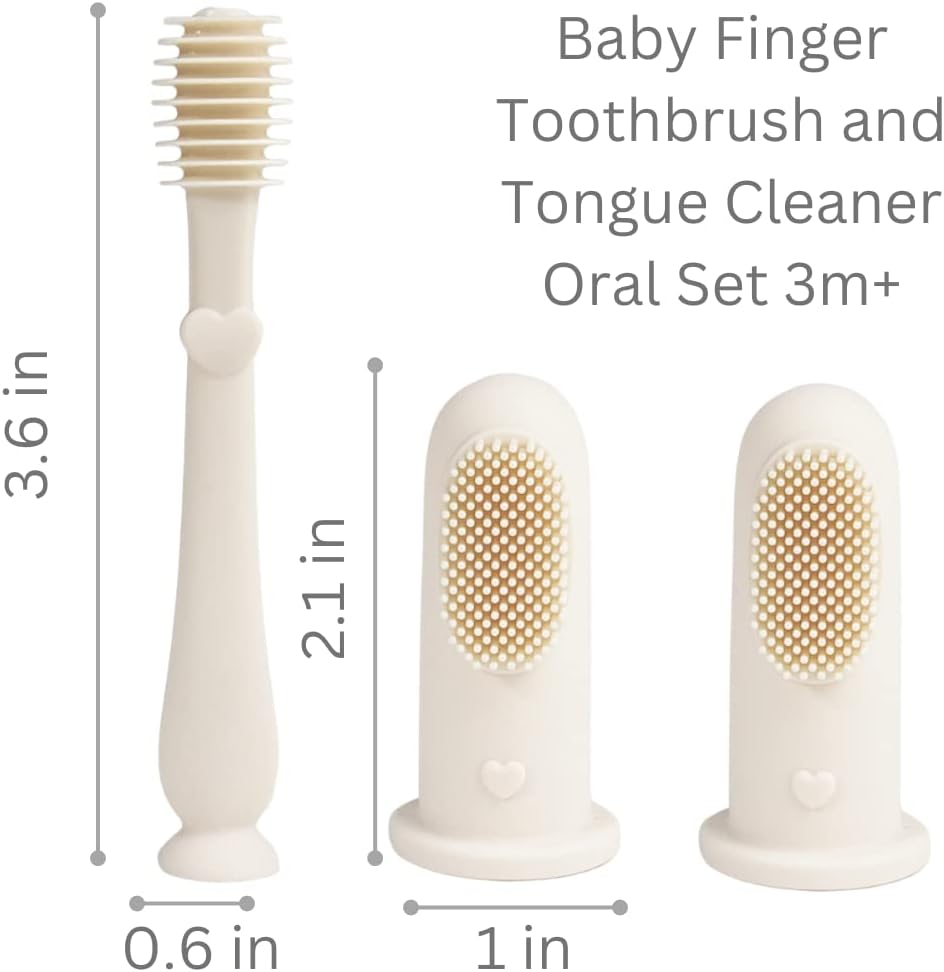 Baby Finger Toothbrush &amp; Tongue Cleaner Oral Set - Ivory