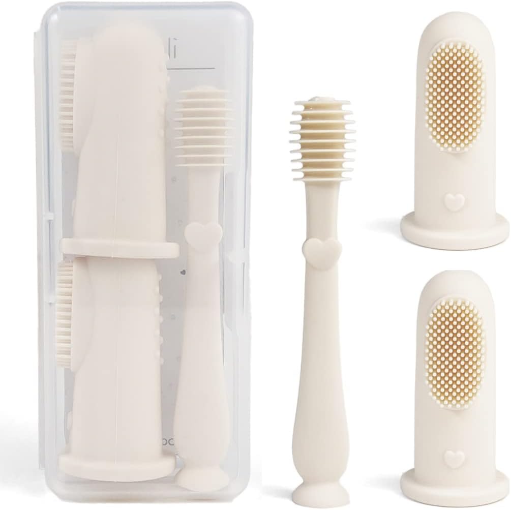 Baby Finger Toothbrush &amp; Tongue Cleaner Oral Set - Ivory