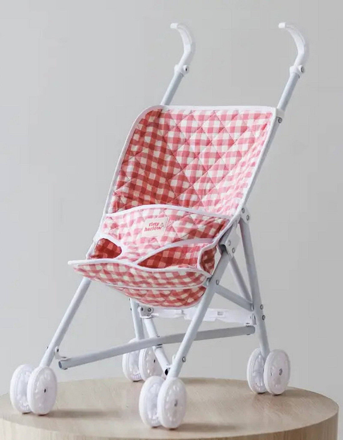 Pink Gingham Baby Doll Stroller