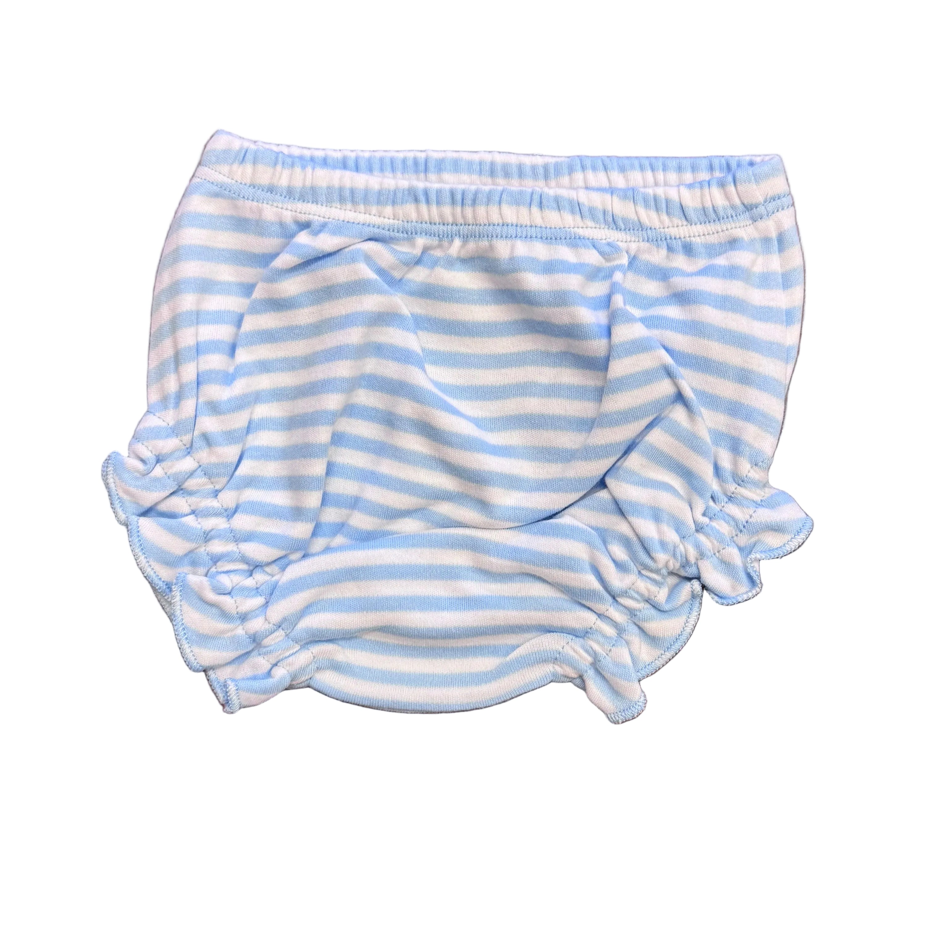 Light Blue Stripe Ruffle Diaper Cover