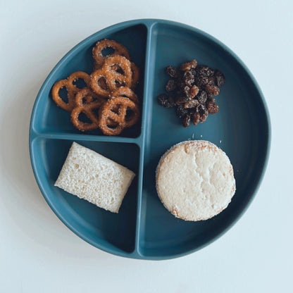 Baby Plate with Suction and Divided Portions - Navy