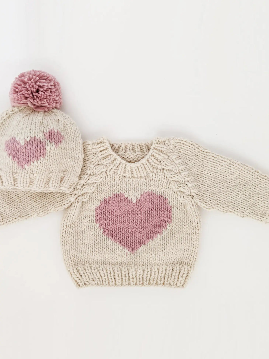 Sweetheart Knit Beanie Hat - Rosy