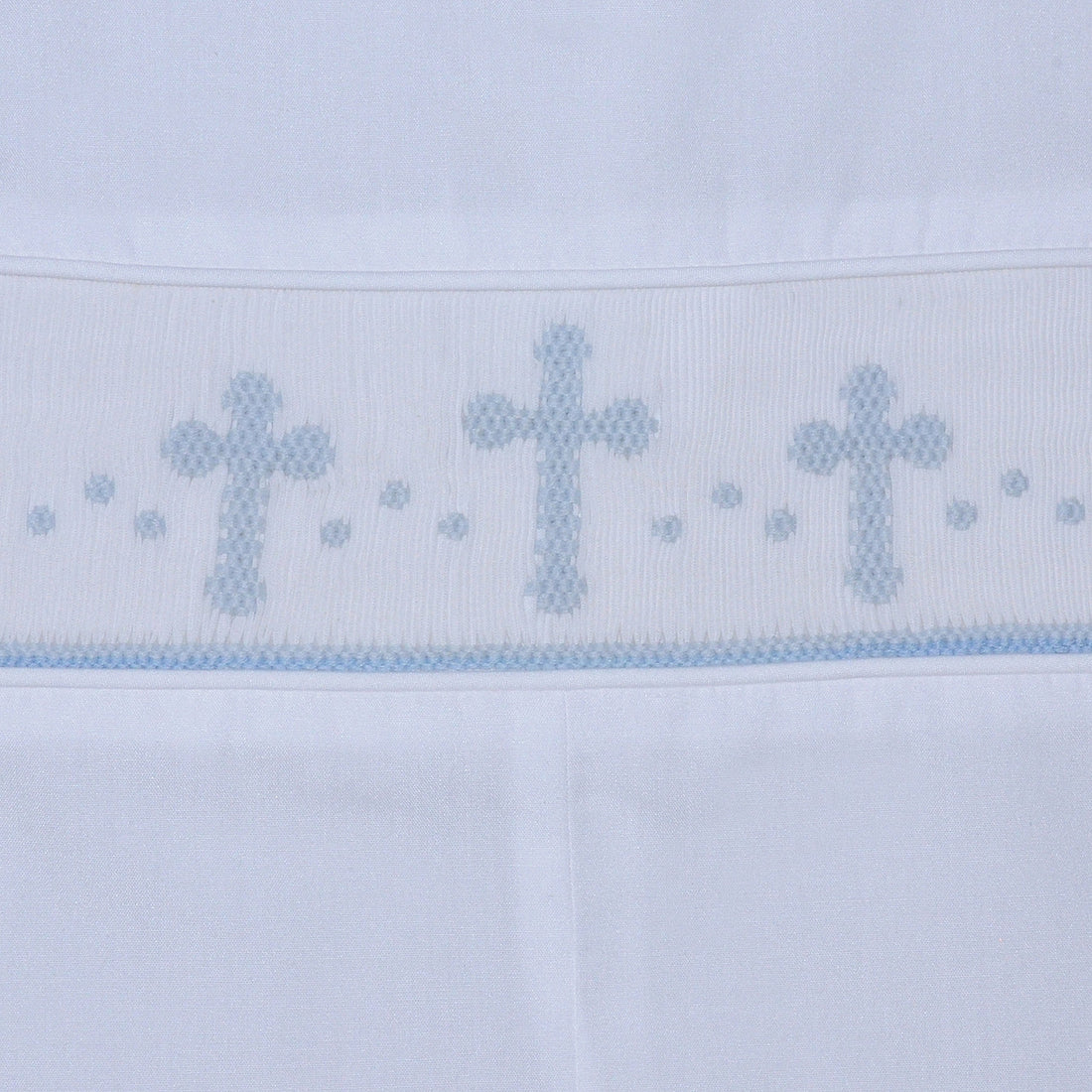 White Thomas Boy Bubble with Cross Smocking