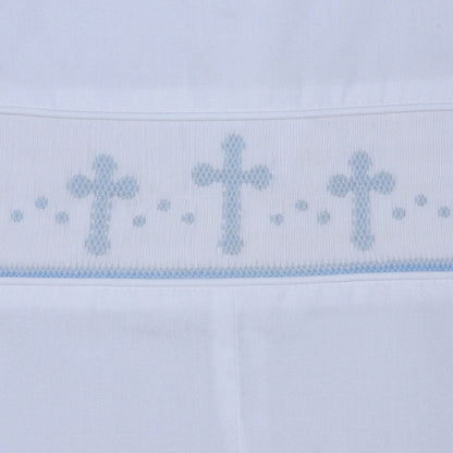 White Thomas Boy Bubble with Cross Smocking