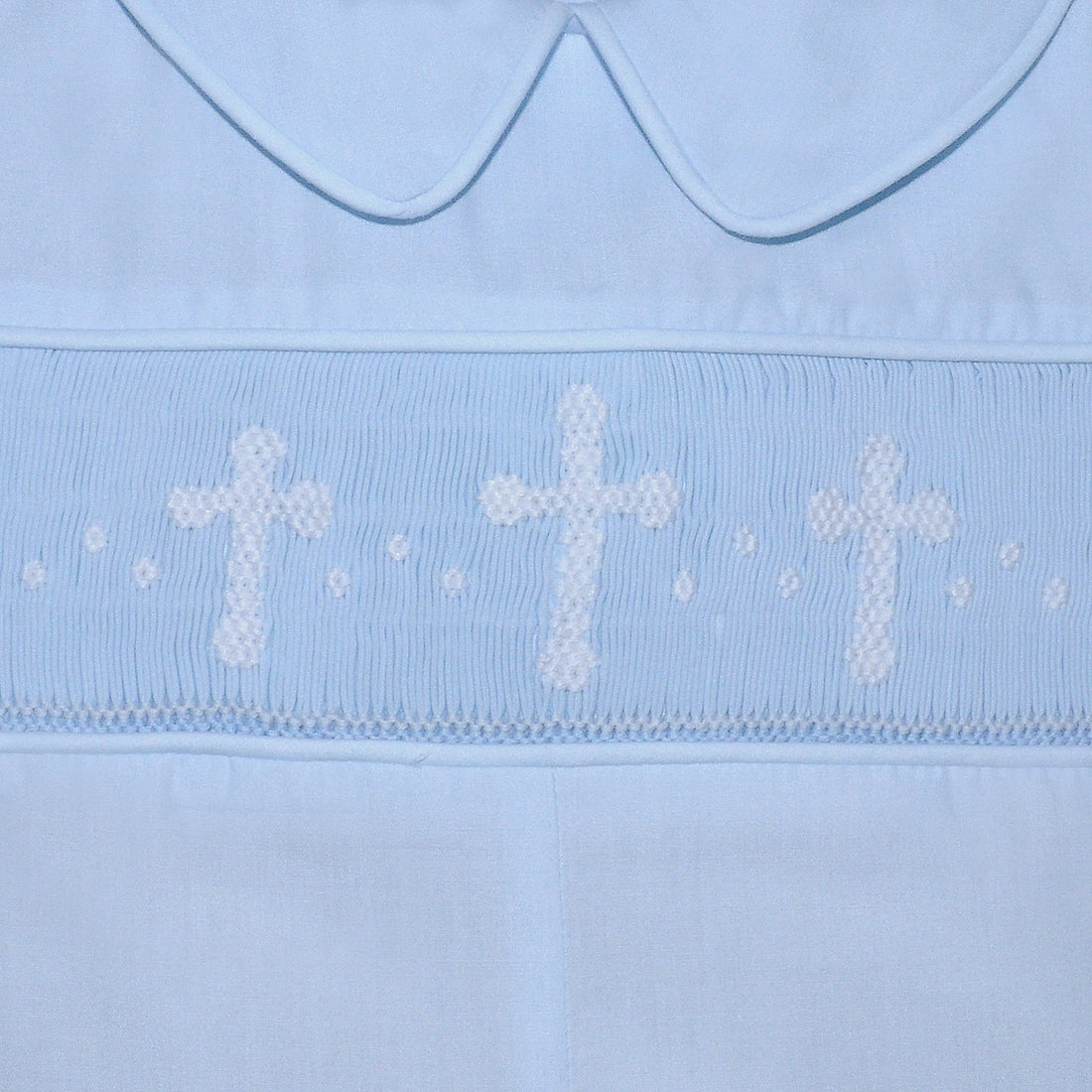 Blue Thomas Boy Bubble with Cross Smocking