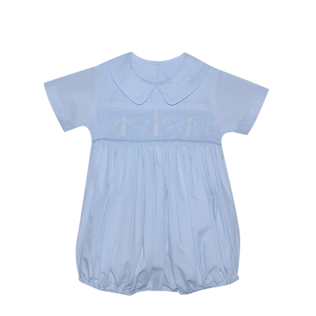 Blue Thomas Boy Bubble with Cross Smocking