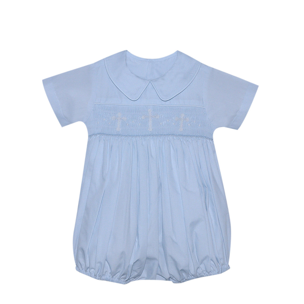 Blue Thomas Boy Bubble with Cross Smocking