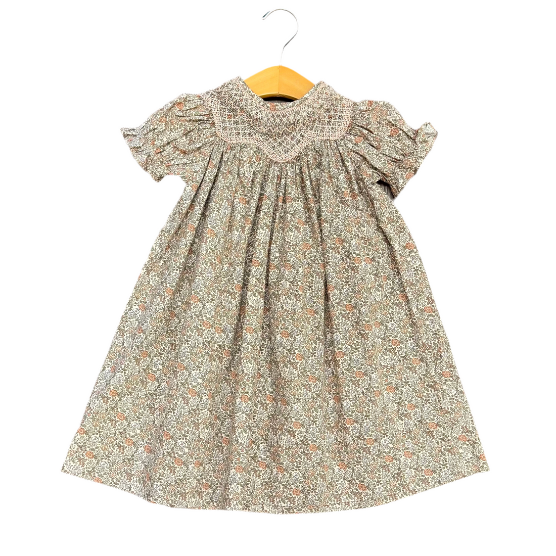 Sabrina Peachy Pink Floral Smocked Dress