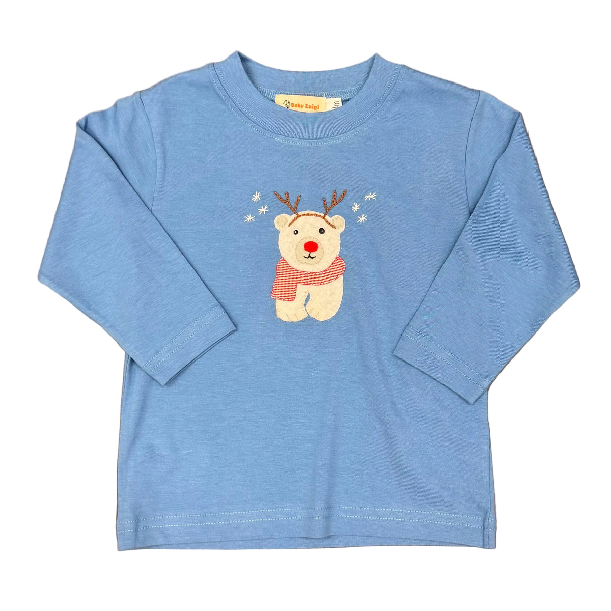 Boys LS Medium Blue T-Shirt with Polar Bear Applique