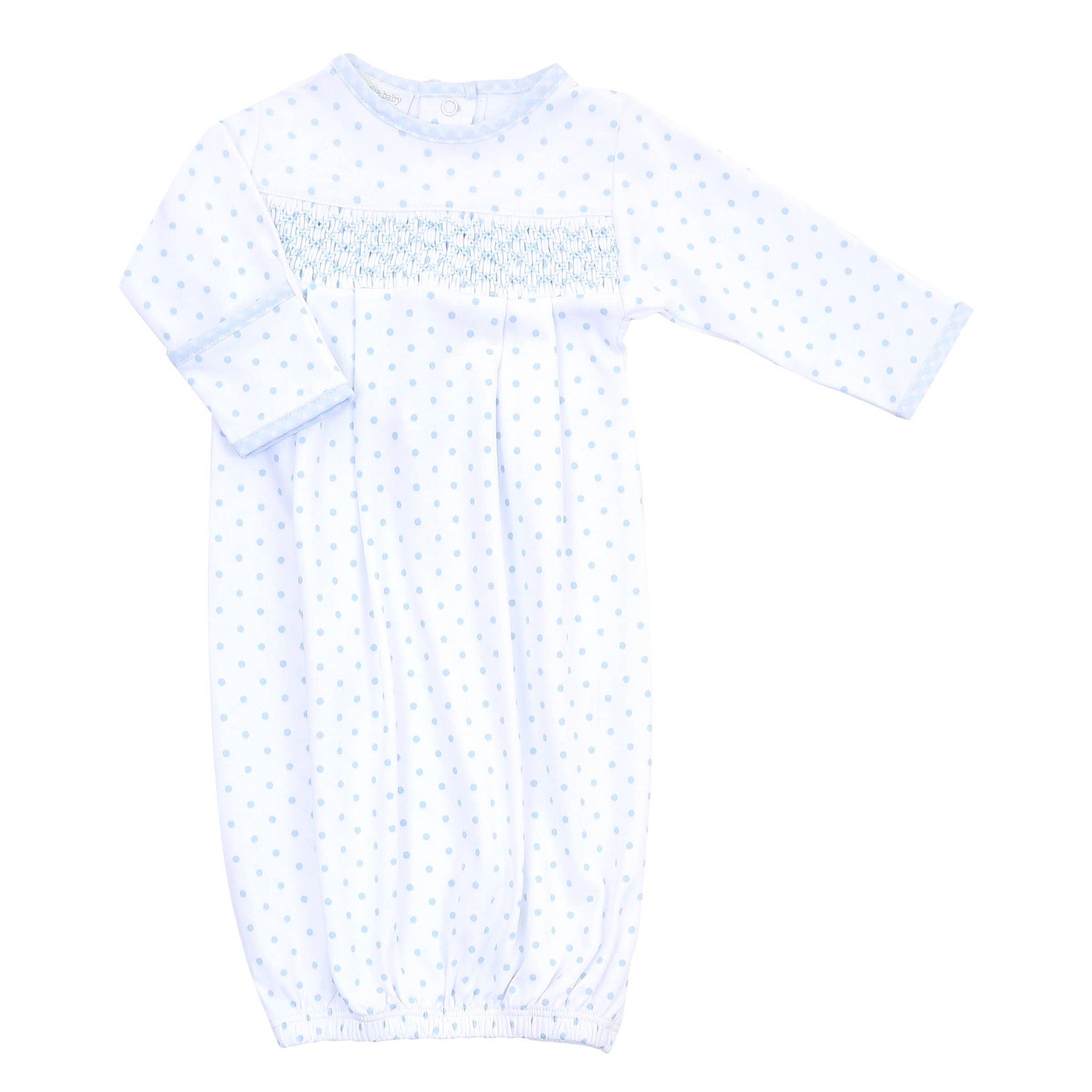 Gingham Dots Smocked Gown: Blue