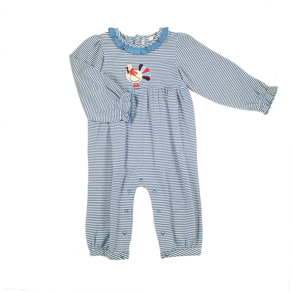Baby Girls Turkey Appliqué Long Romper