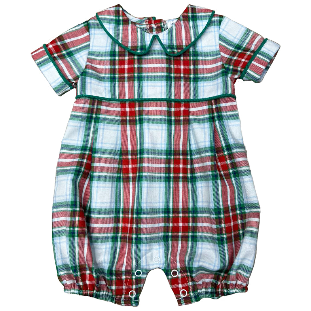 Red/Green Plaid Boys Romper