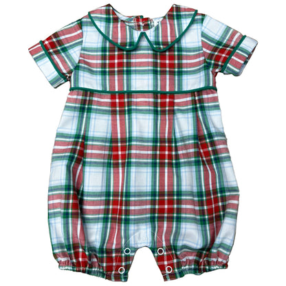 Red/Green Plaid Boys Romper