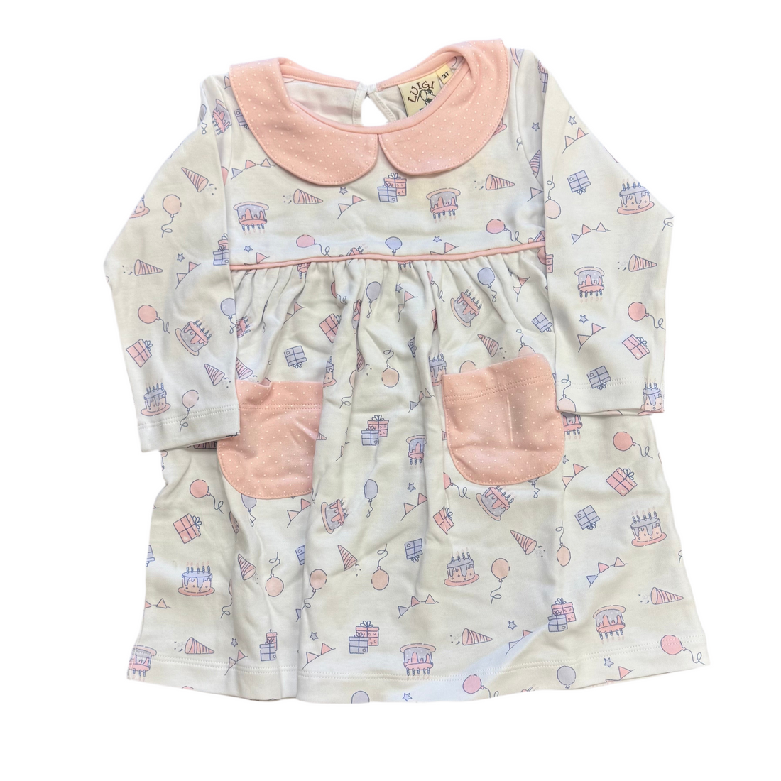 Birthday Print LS Peter Pan Dress