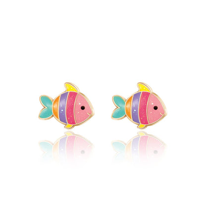 Glitter Rainbow Fish Cutie Stud Earrings