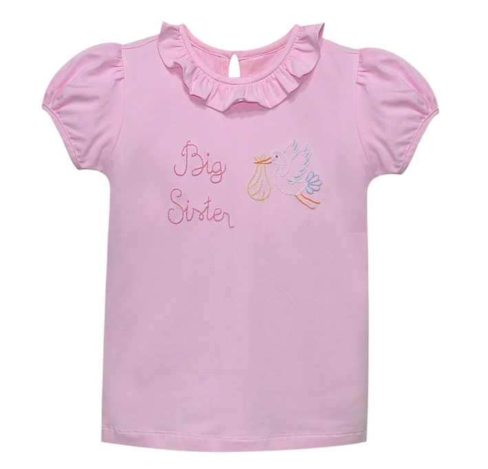Pink Emma Blouse: Big Sister with Stork