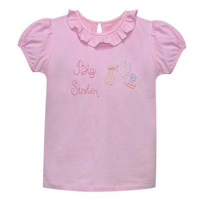 Pink Emma Blouse: Big Sister with Stork