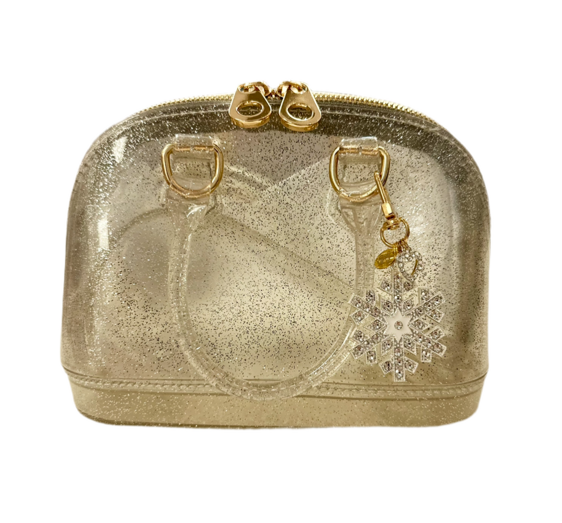 Cate Handbag: Silver Sparkle with Snowflake Charm