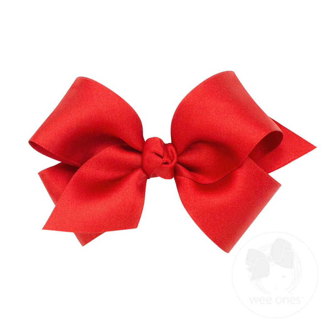 Mini Satin Overlay Bow: Red