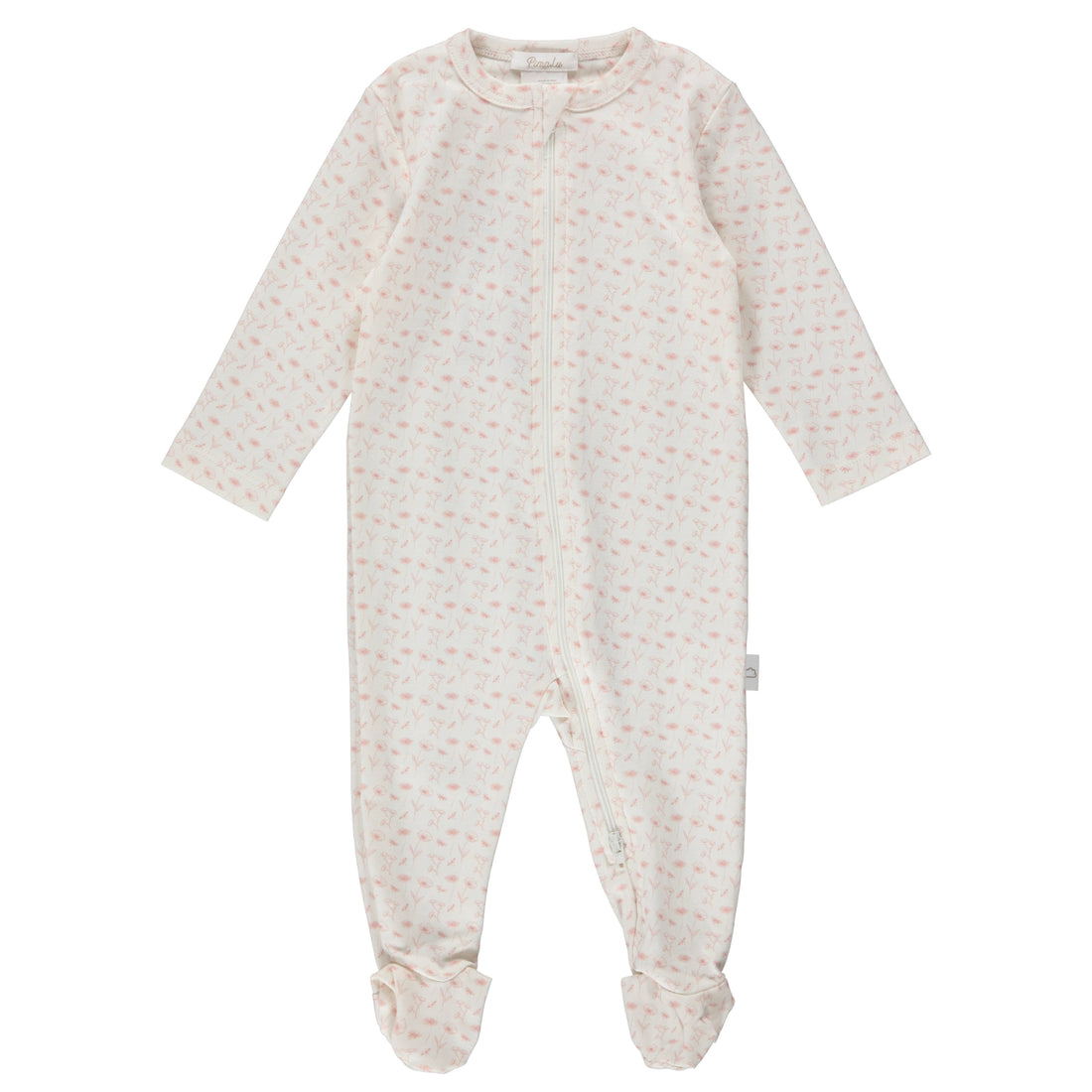 Pimalu Zipper Footie: Hand Drawn Flowers