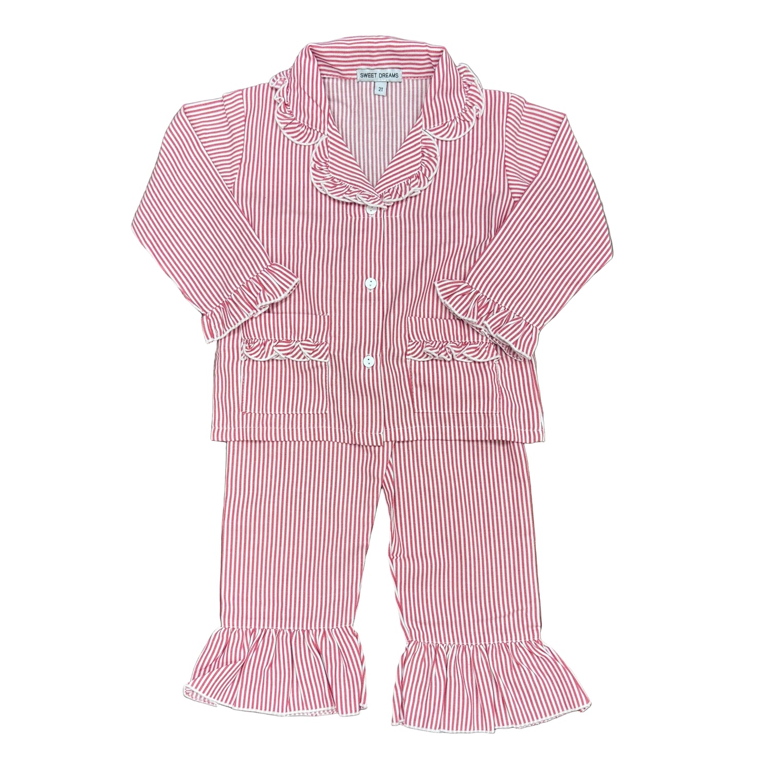 Red Stripe Ruffle PJ Set