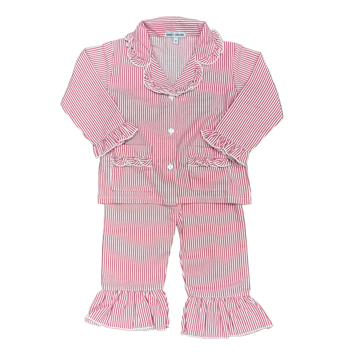 Red Stripe Ruffle PJ Set