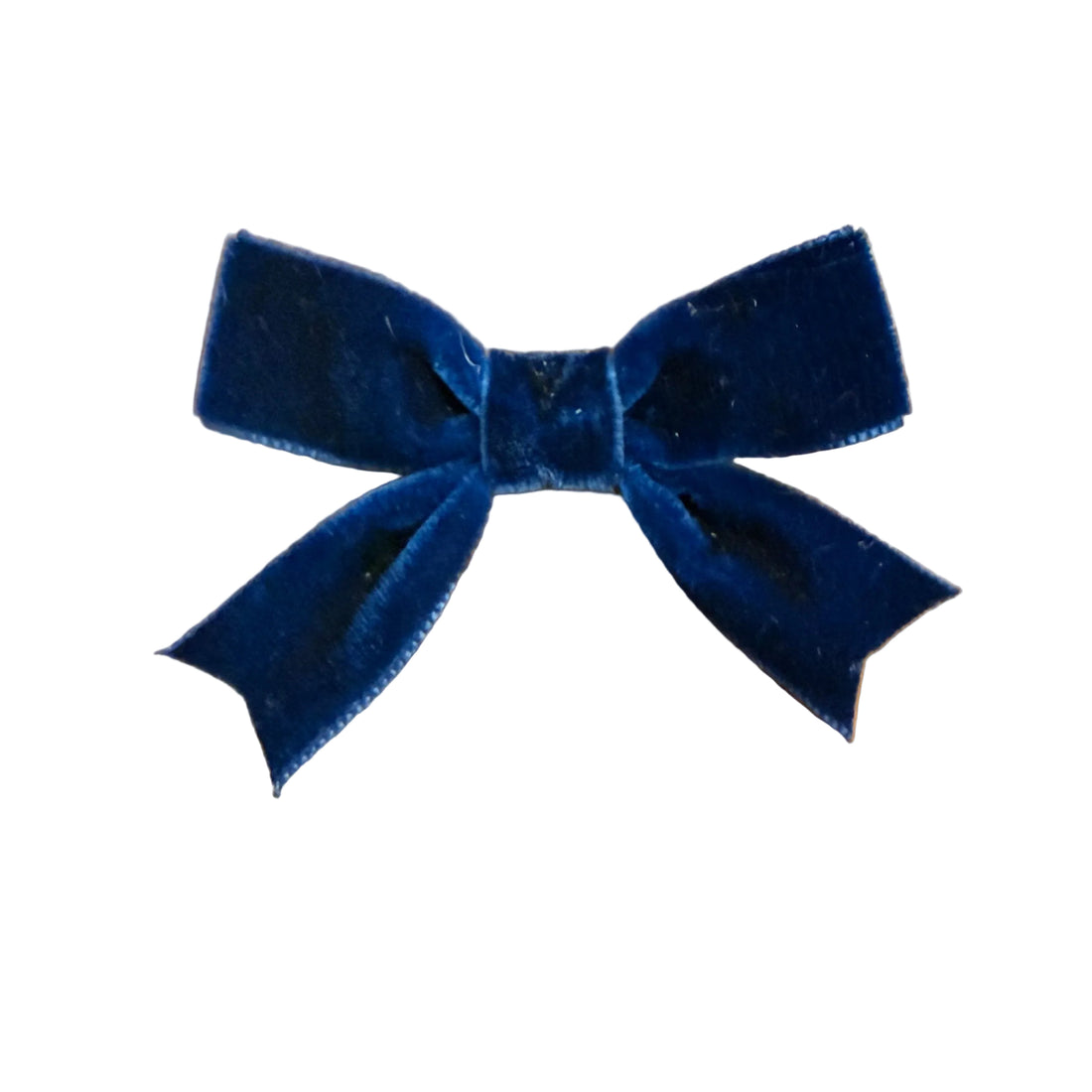 Mini Velvet Two-Loop Bow with Fancy Cut Tail: Navy