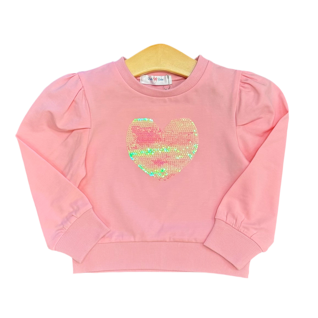 Pink Sequin Heart LS Shirt