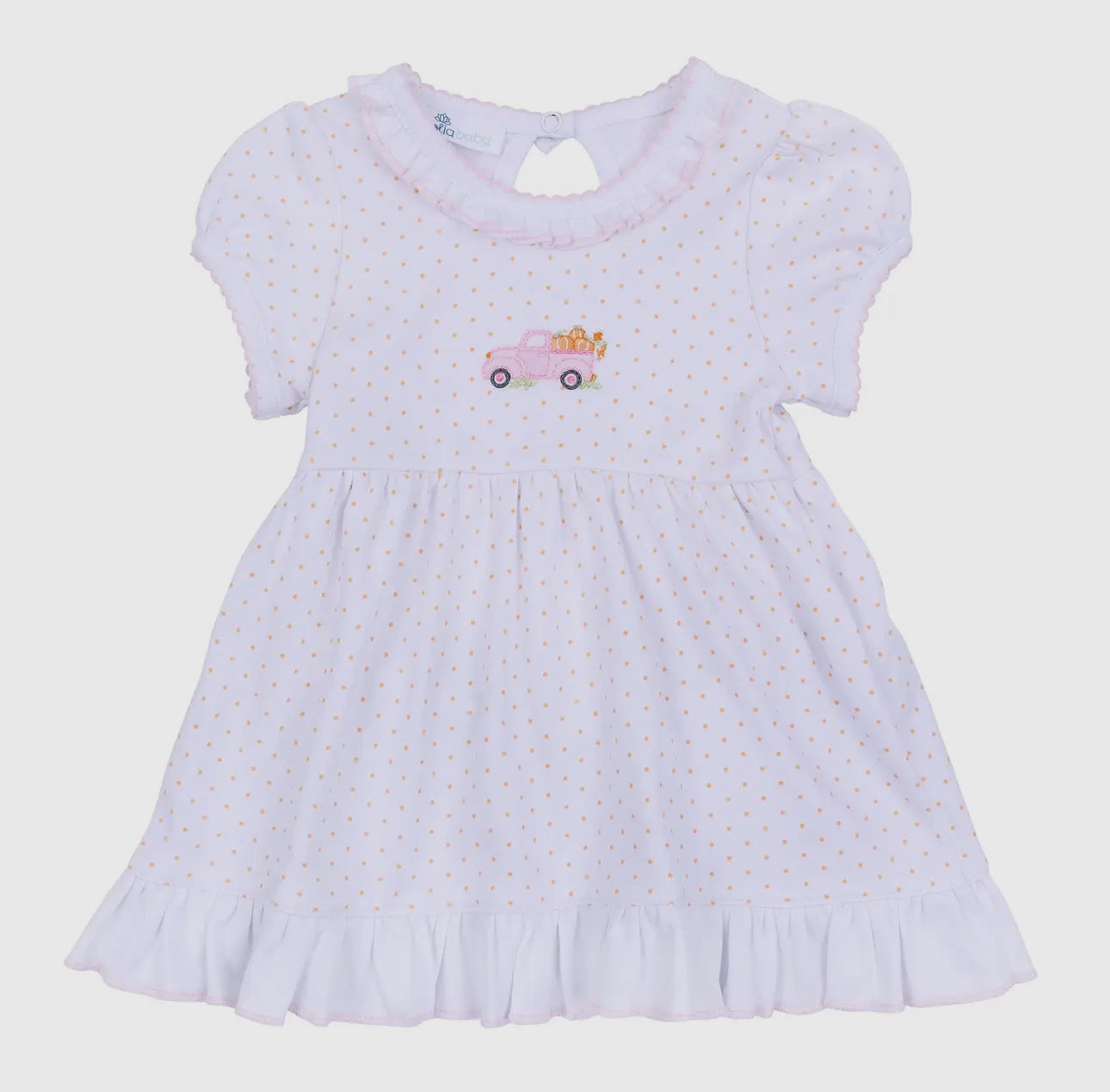 Pumpkin Patch Fun Embroidered Toddler Dress: Light PInk