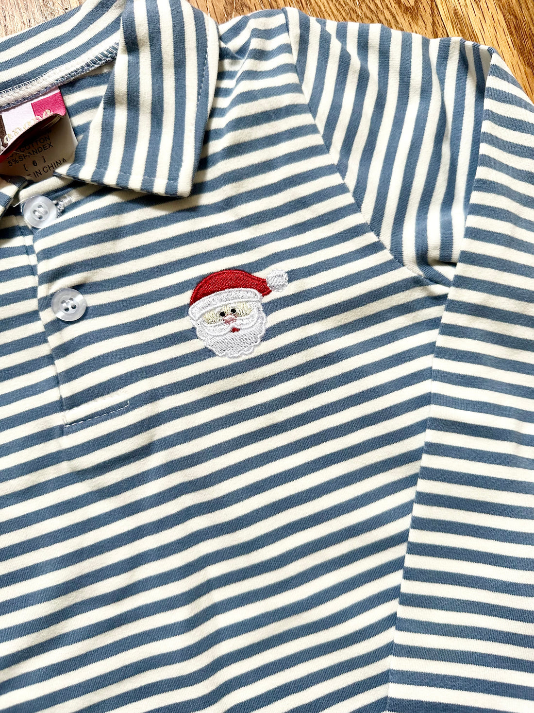 Santa Embroidered LS Polo