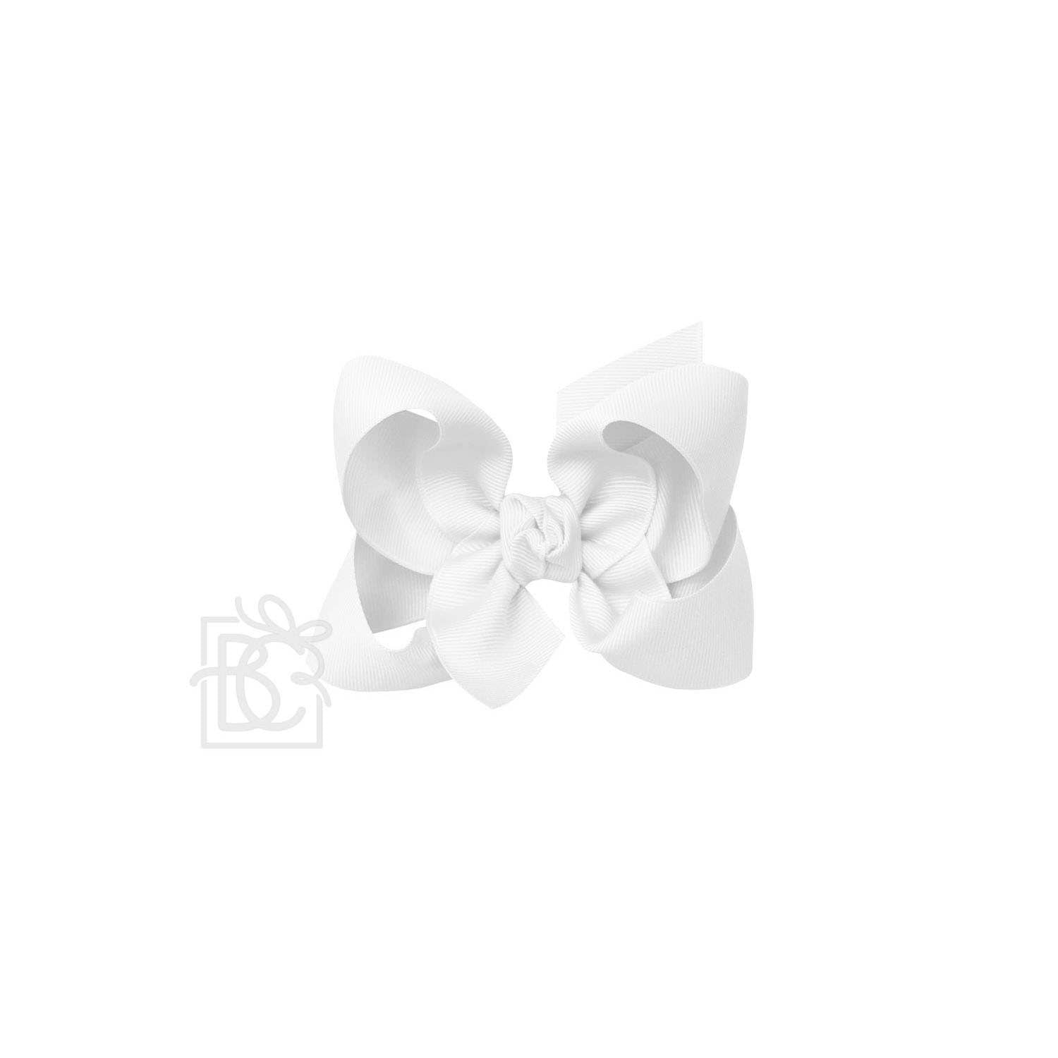 4.5&quot; Hairbow on Alligator Clip: White