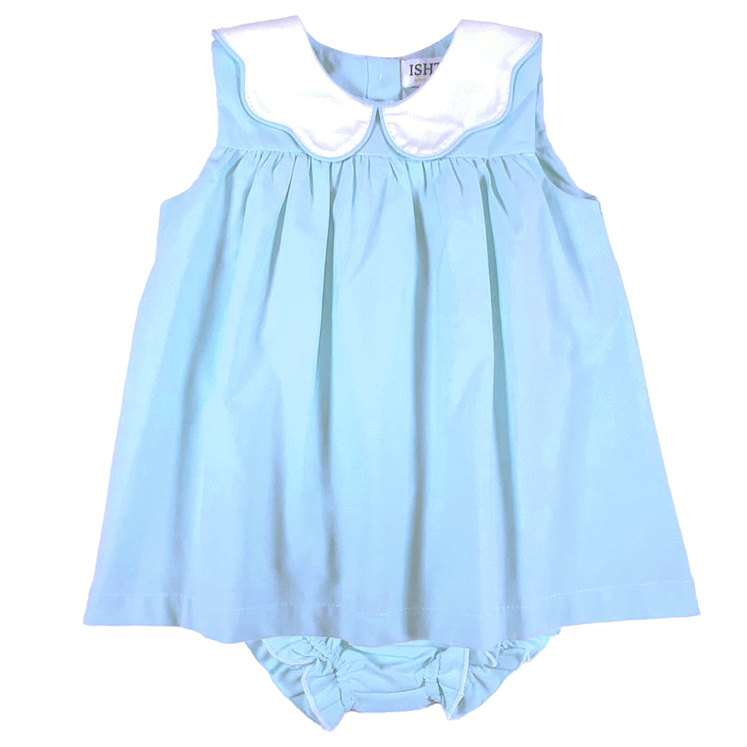 Blue Poplin Infant Dress