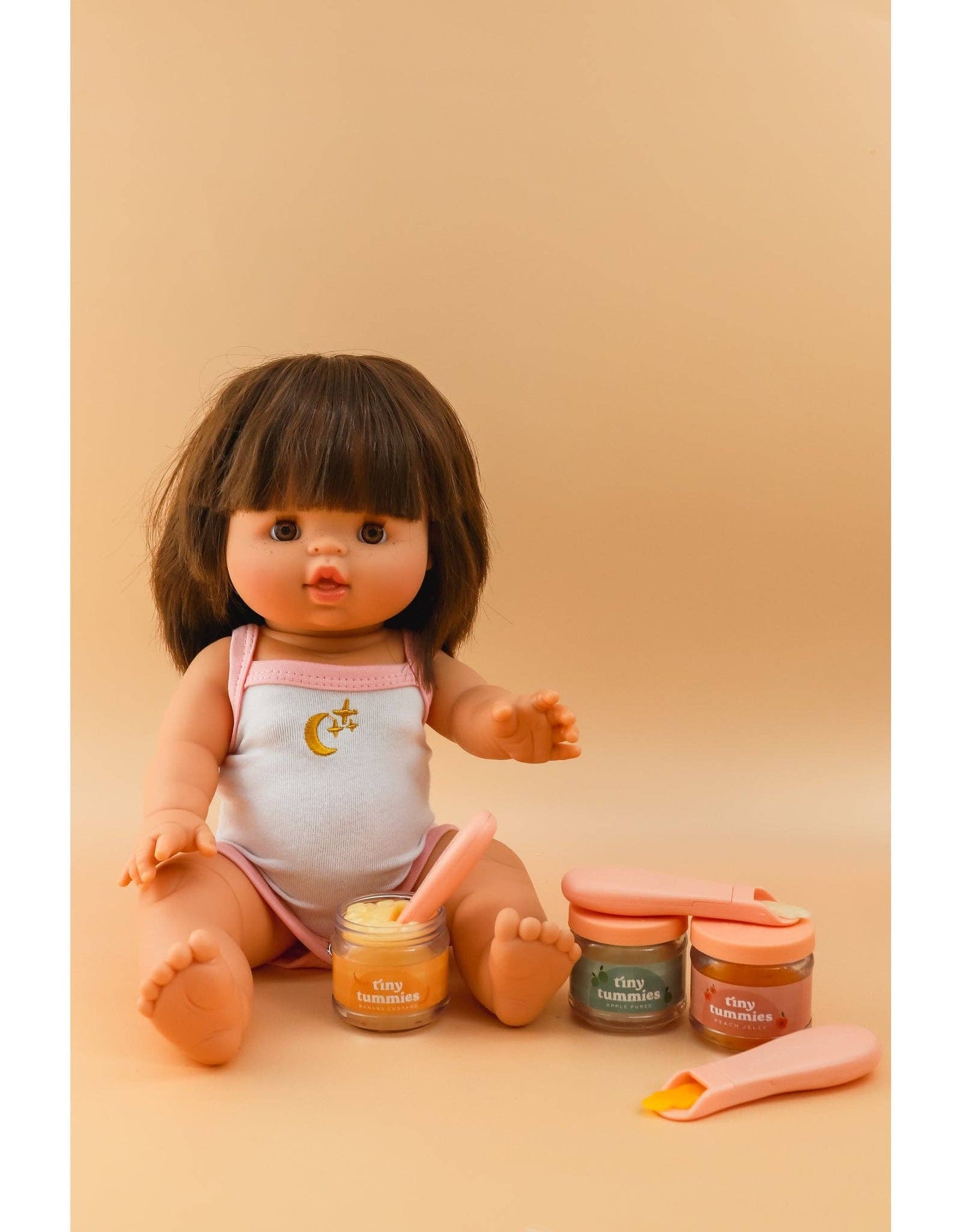 Tiny Tummies Chocolate Puddling Baby Doll Food with Jar and Spoon
